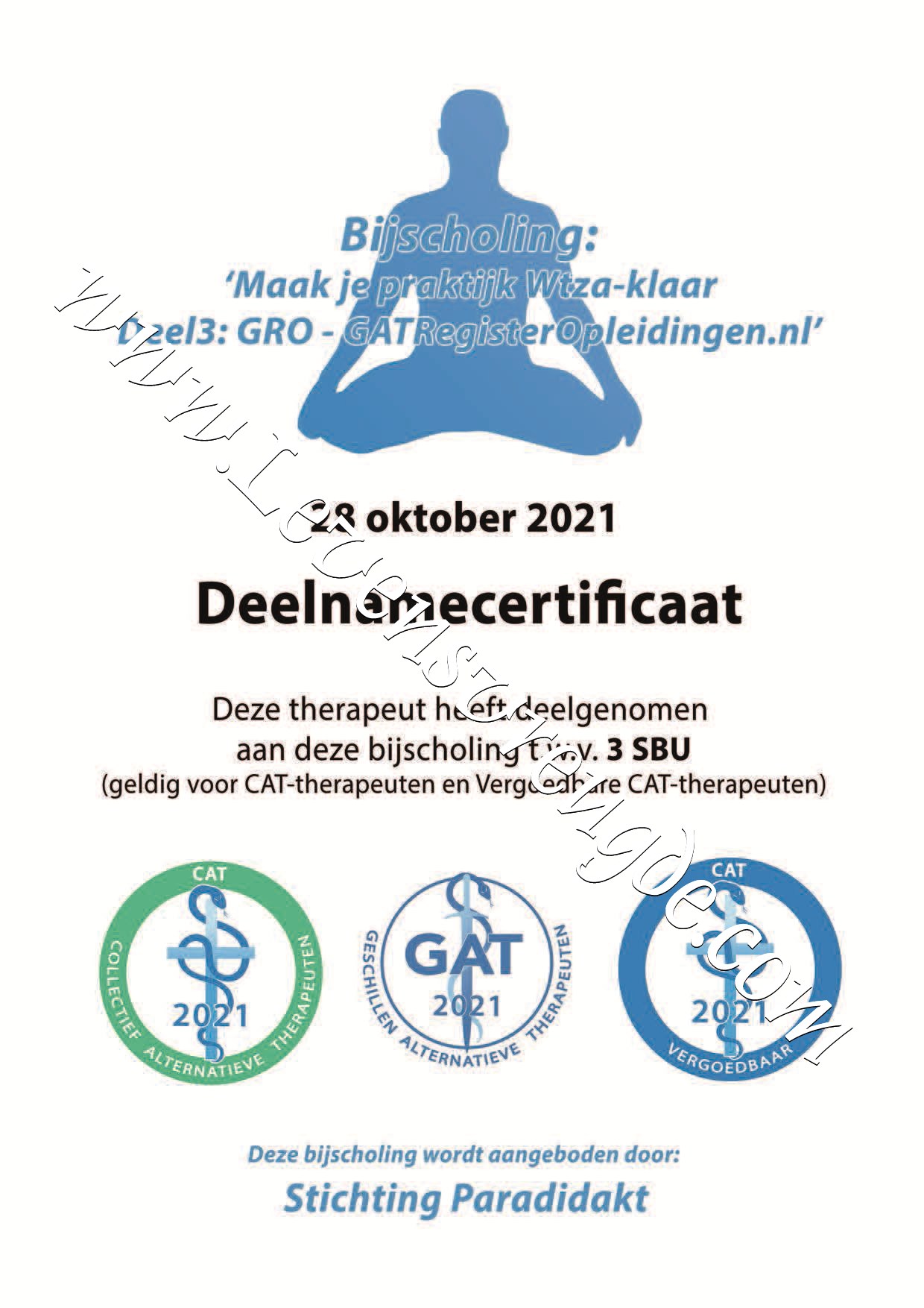 Maak je praktijk Wtza-klaar Deel 3 GRO GAT RegisterOpleidingen - 3 SBU